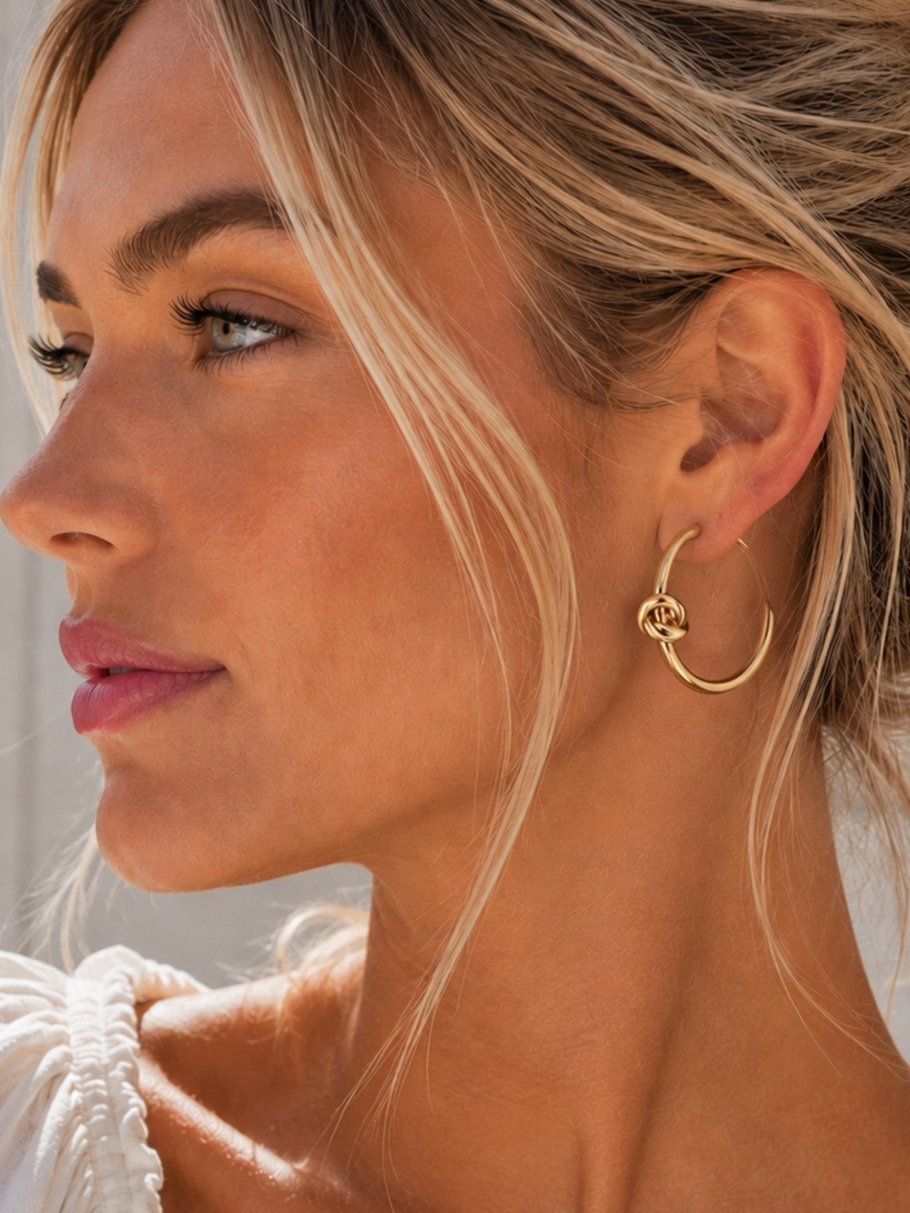 90s Alfani Gold Knot Open-Ended Hoop Earrings Macy’s Exclusive